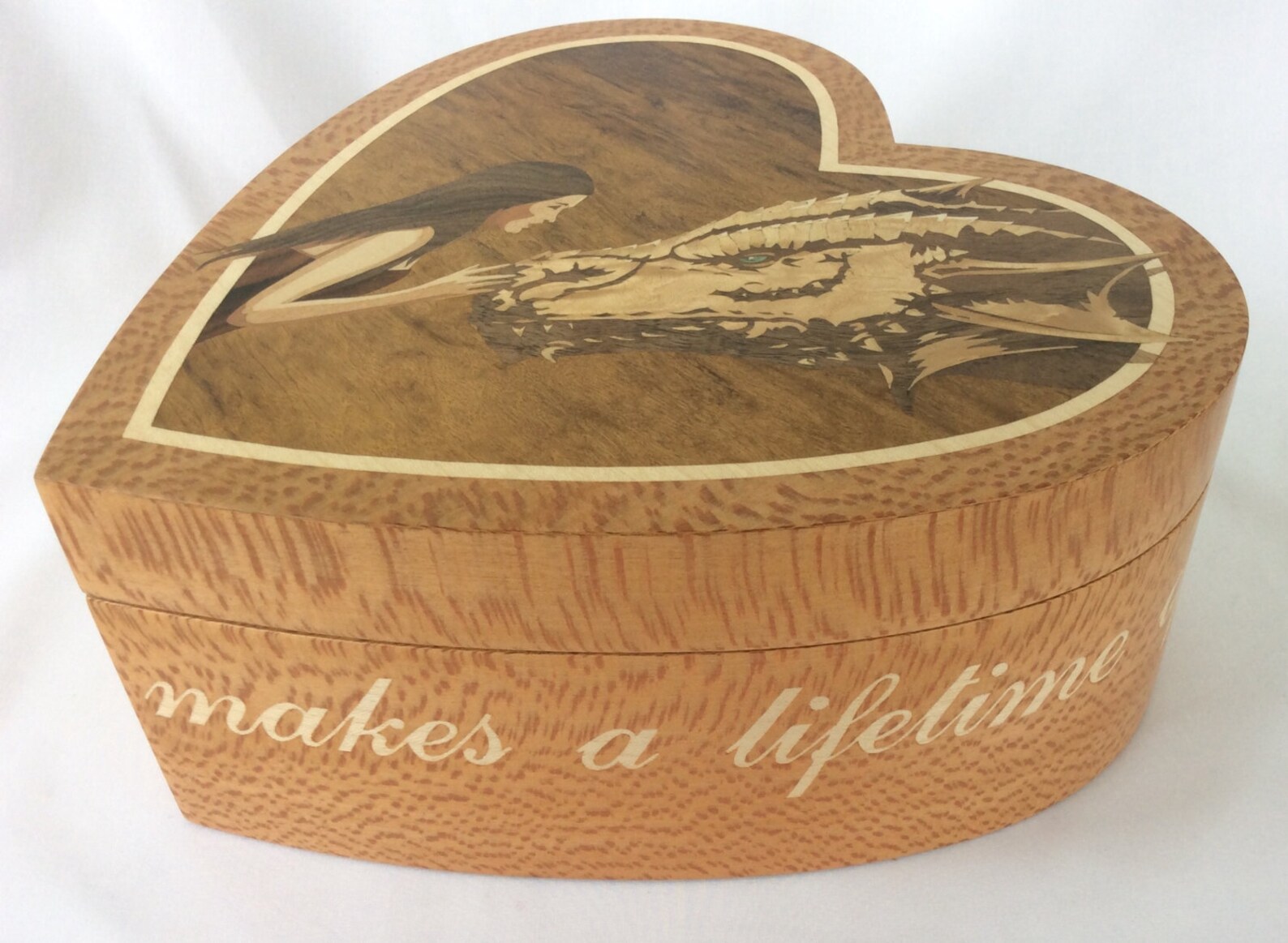 Heart Shaped Keepsake Box Marquetry Memory Box Jewellery Box Wooden
