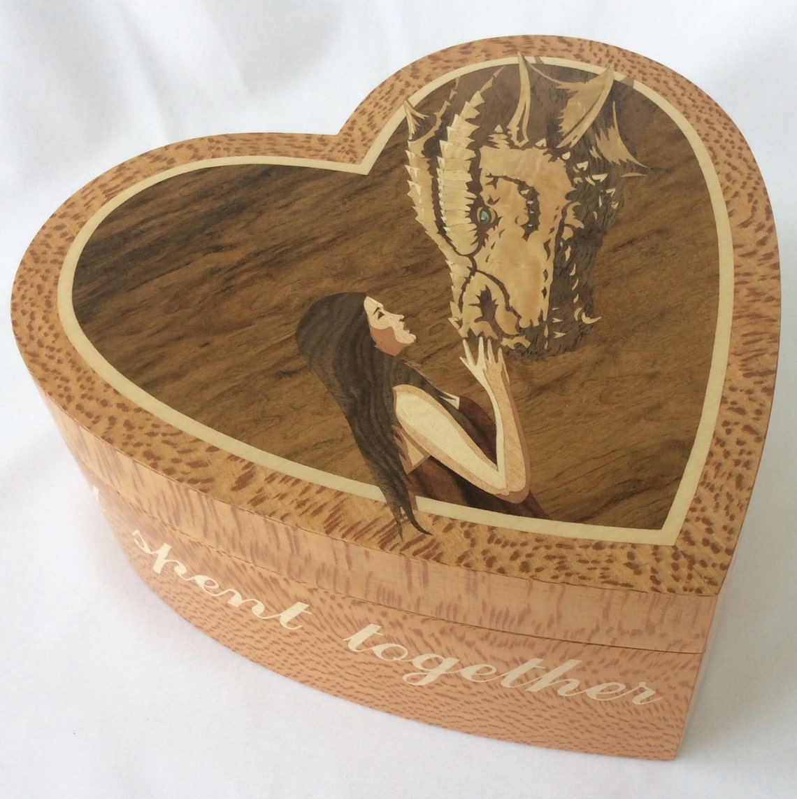 Heart Shaped Keepsake Box Marquetry Memory Box Jewellery Box Wooden