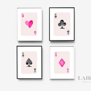 Impressão de arte de cartão de jogo original, cartas de jogo ilustradas, ilustração à mão, impressão em aquarela, decoração de parede de casa, impressão de pôster de cartão de jogo