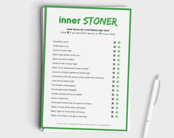 Stoner Game - Inner Stoner Quiz for Pot Lovers - Puff Puff Play - Instant Download - Fun Printable Game for Stoners