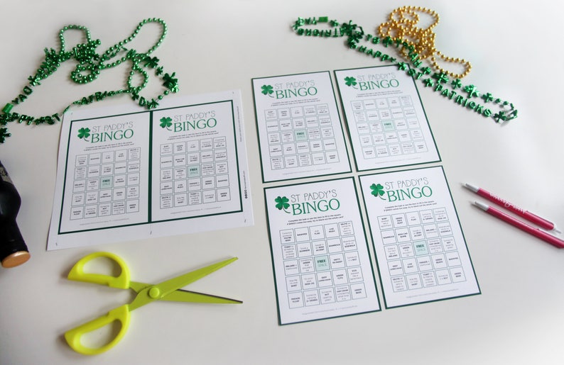st patricks day printable bingo adult drinking game etsy