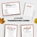 Thanksgiving Games Bundle - 4 Fun Thanksgiving Printable Games - Instant Download - 5x7 Thanksgiving Game Printable - Friendsgiving Games 