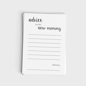 Cartão de conselhos para chá de bebê para nova mamãe - Design cinza moderno e minimalista - Download instantâneo - Jogo de chá de bebê - para impressão