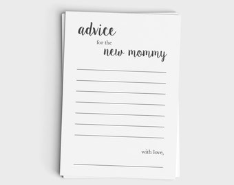 Baby Shower Advice Card for New Mommy - Minimalist Modern Gray Design - Instant Download - Baby Shower Game - Printable