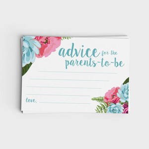 Advice for Parents-to-Be - Blue Floral & Pink Floral designs - Instant Download - Baby Shower Game - Printable