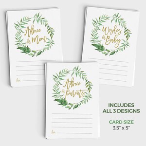 Baby Shower Advice Card - Advice for Parents - Wishes For Baby - Advice For Mom - Instant Download - Modern Greenery Garden Party Design