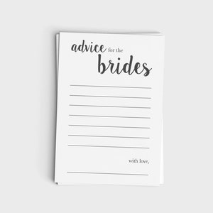 Cartão de conselhos para noivas - Design cinza moderno e minimalista - Download instantâneo - Chá de casamento do mesmo sexo - Chá de panela conjunto - Para impressão