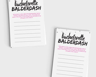 Fun Bachelorette Game - Bachelorette Balderdash Mini Cards and Sign - Téléchargement instantané - Imprimable - Hot Pink & Silver Confetti Design