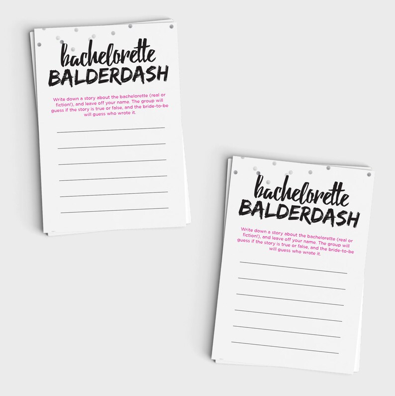 Fun Bachelorette Game - Bachelorette Balderdash Mini Cards and Sign ...