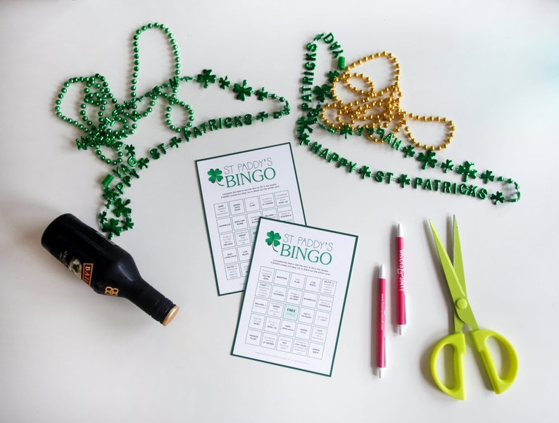 st patricks day printable bingo adult drinking game etsy