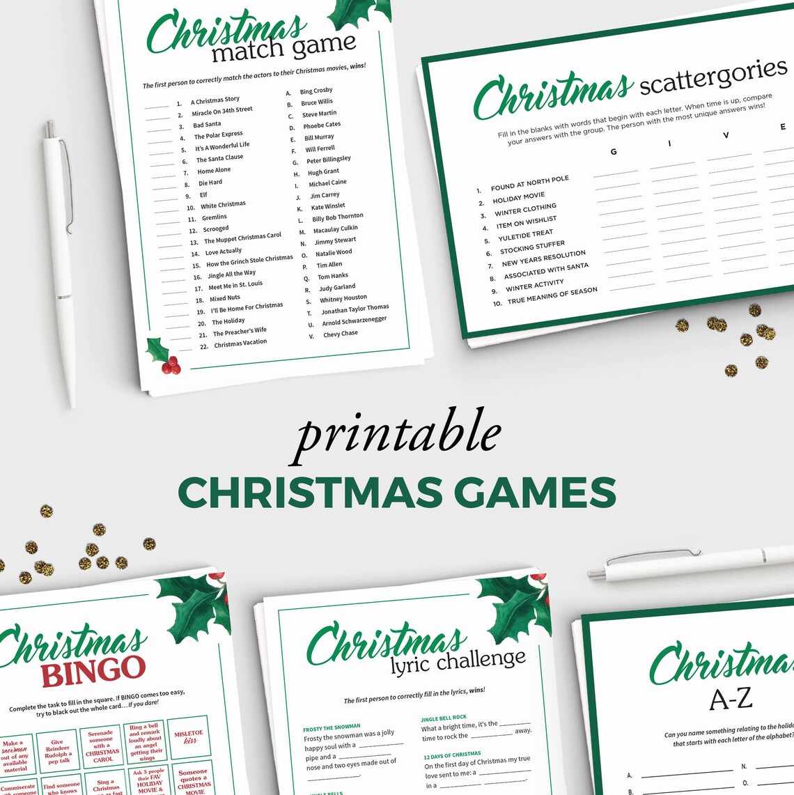 5 Fun Holiday Party Games for Adults - Printable Christmas Games Bundle ...