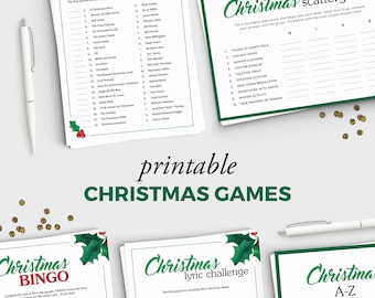 5 Fun Holiday Party Games for Adults - Printable Christmas Games Bundle - Instant Download - 5x7 Christmas Printable - Adult Christmas Party