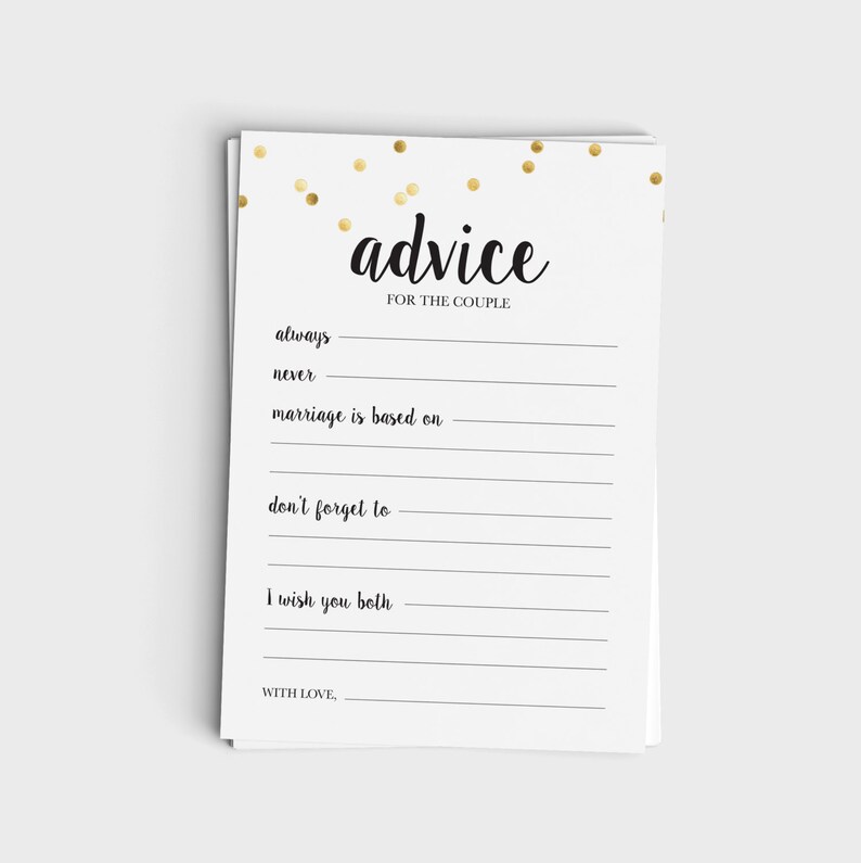 Advice for the Couple Wedding Shower Advice Card Bridal Etsy
