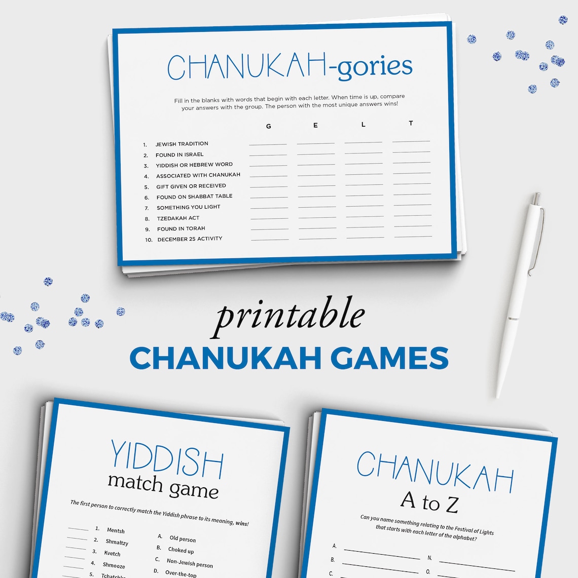 Hanukkah Game Chanukah Scattergories Printable Chanukah Game Instant