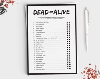 Juego de Halloween - Vivo o muerto - Divertido juego de fiesta de Halloween para adultos o adolescentes - Descarga instantánea - Imprimible 5x7