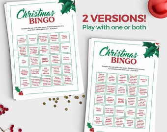 Christmas Bingo Scavenger Hunt Game - Instant Download - 5x7 Printable - Fun Christmas Party Game for Teens and Adults - 2 Versions