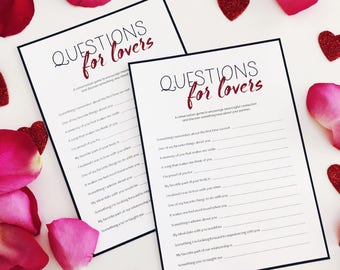 Questions for Lovers - Anniversary Gift - Print and Play with your partner - Instant Download - Printable Valentine's Activity