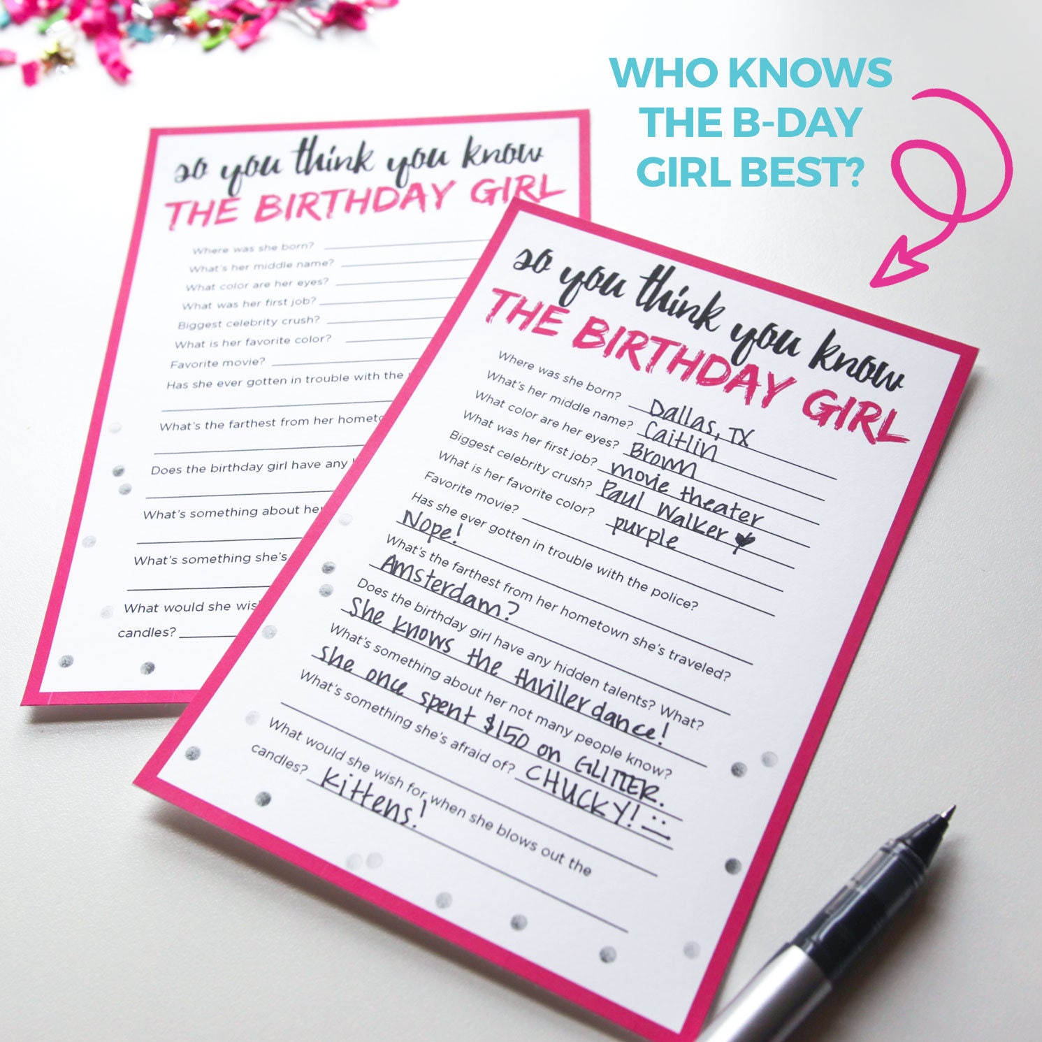 Fun Adult Birthday Game - How Well Do You Know the Birthday Girl ...