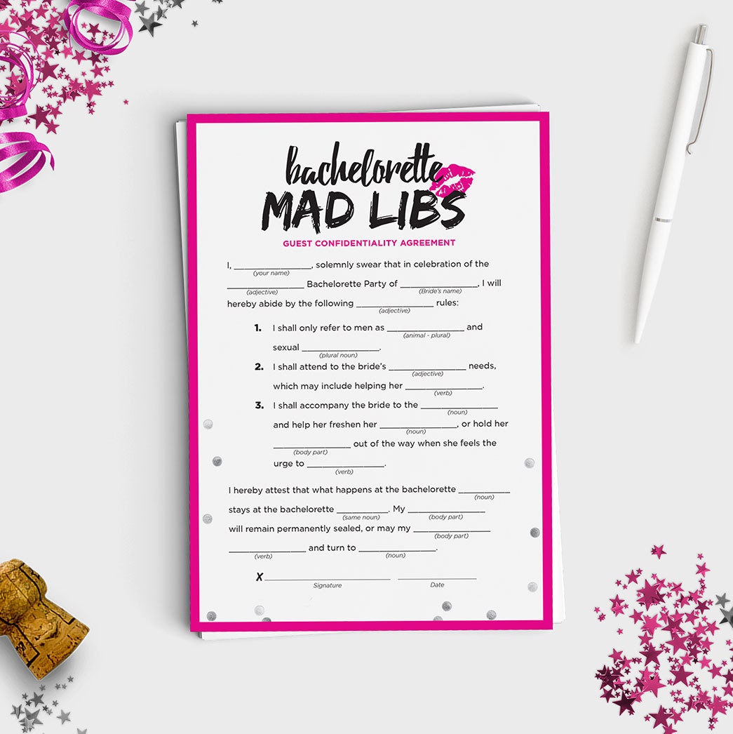 Fun Bachelorette Mad Libs Game - Instant Download - 5x7 Printable - Hot ...