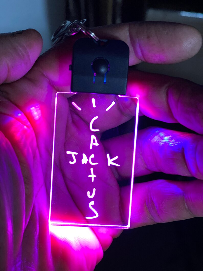 LED Necklace Light Up necklace Keychain LED Keychain Cactus Jack Made in USA Stocking Stuffer Travis Scott Color Changing
