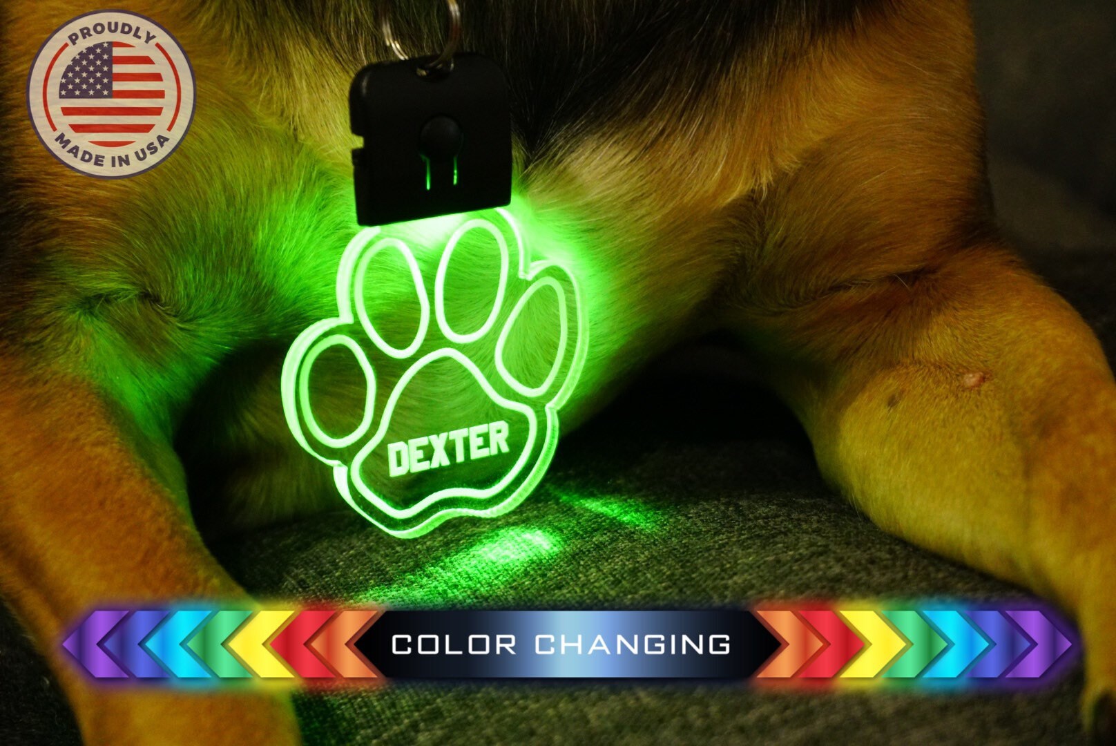 Personalized LED Dog Tag Light Up Dog Tag Made in USA Etsy