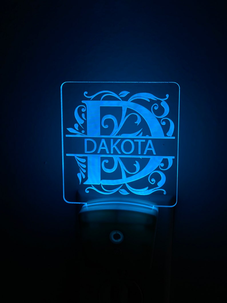Personalized Acrylic Night Light Small night light Multiple Colors Plug In Night Light Monogram Light Split Letter Night Light