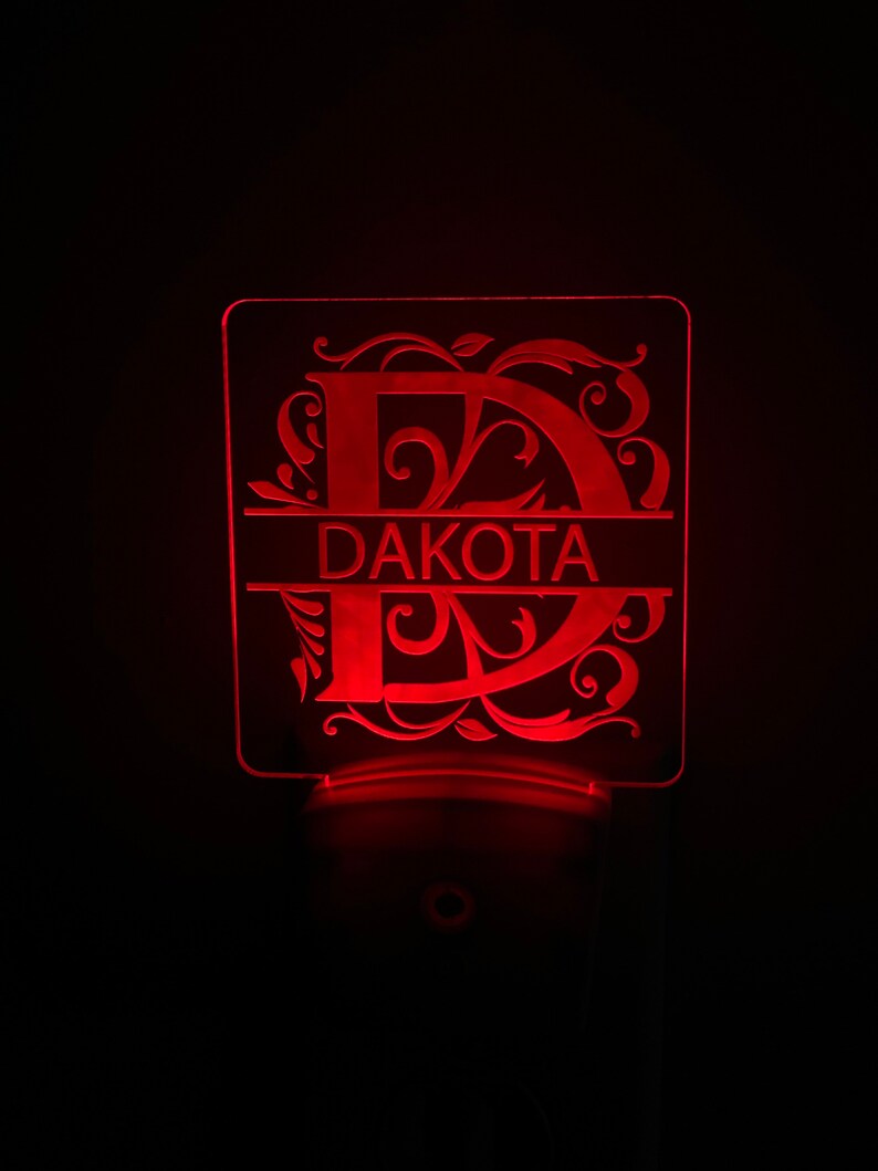Personalized Acrylic Night Light Small night light Multiple Colors Plug In Night Light Monogram Light Split Letter Night Light