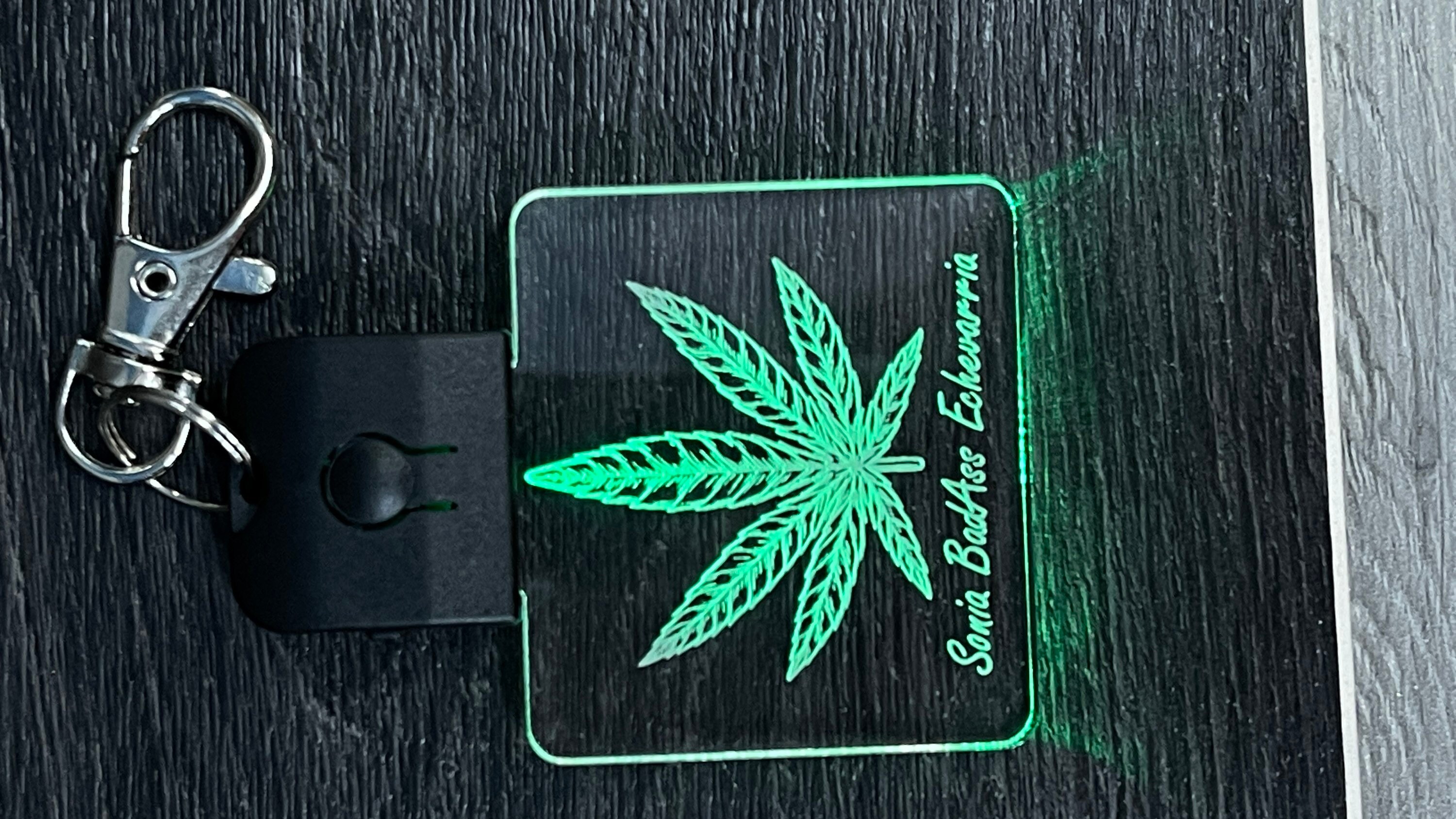 Personalized Cannabis LED Keychain Weed Keychain Made in Etsy