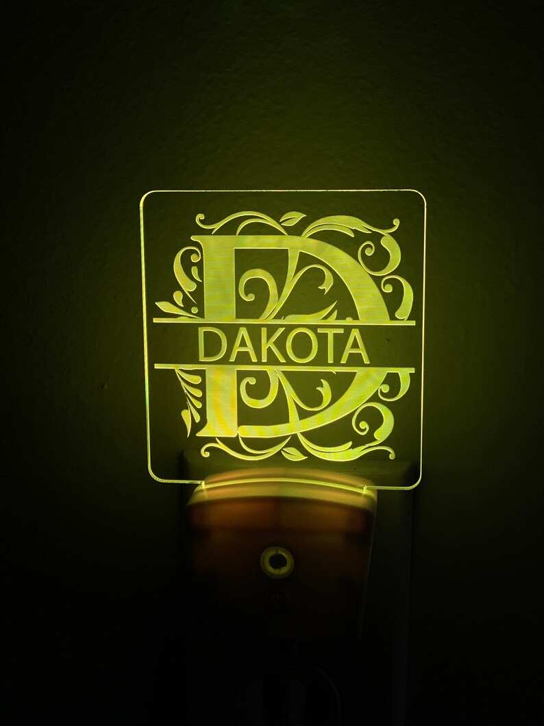 Personalized Acrylic Night Light Small night light Multiple Colors Plug In Night Light Monogram Light Split Letter Night Light
