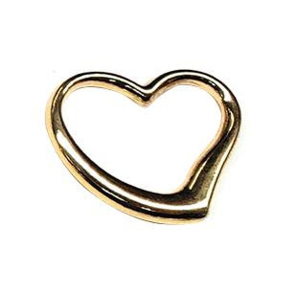 Grande breloque pendentif coeur ouvert en or massif 14 carats