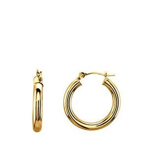 14k Yellow Solid Gold 3mm Hinged 20mm (13/16") Diameter Hoop Earrings