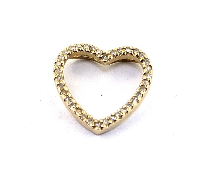 14k Solid Gold Small Open Heart Pendant Charm - Etsy