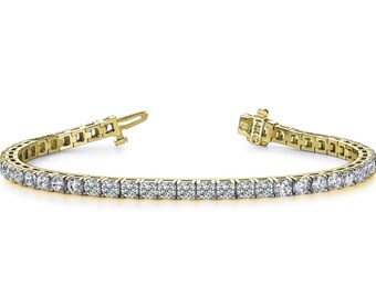 Yellow Gold Tennis 7 Inch Solid Gold Bracelet