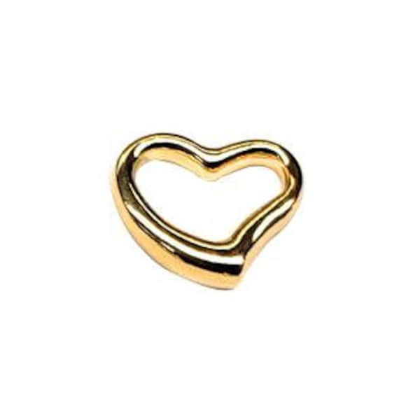 14k Solid Gold Small Open Heart Pendant Charm