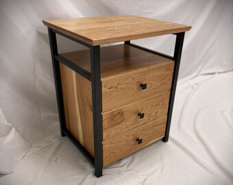 Rockford Accessory Table / Side Table / Wood & Metal End Table / Industrial Nightstand
