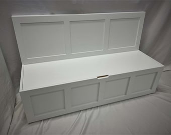 Shaker Storage Bench w/ Backrest / Top-opening Bench / Dining Banquette / Kitchen Storage