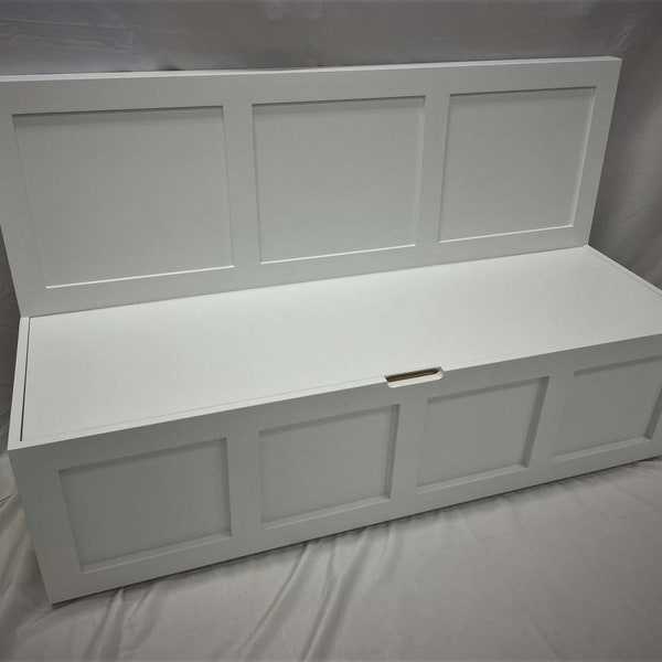 Shaker Storage Bench w/ Backrest / Top-opening Bench / Dining Banquette / Kitchen Storage