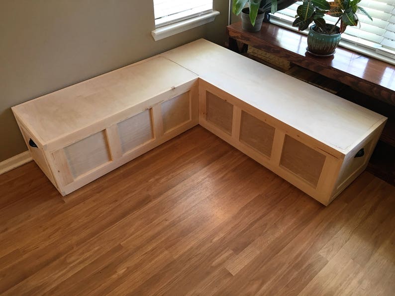 Corner Banquette Bench W Drawer Storage Bare Etsy