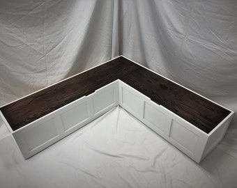 Corner Bench Set / Shaker Banquette Bench / Solid Wood Top-opening Storage Bench / Breakfast Nook / Stained & Painted Wood