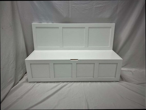Shaker Storage Bench W Backrest Top opening Bench Dining