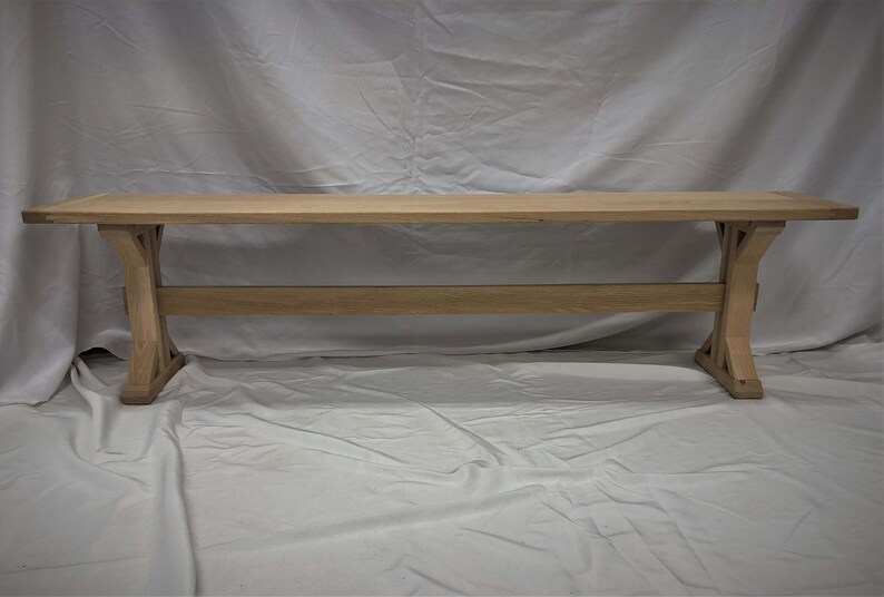 Farmhouse Oak Trestle Bench / Dining Bench / White Oak Indoor Etsy