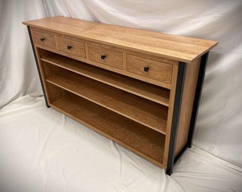 Rockford Custom Credenza Cabinet/ Media Console / Solid Hardwood & Metal Sideboard / Minimalist Industrial TV Stand / Sofa table