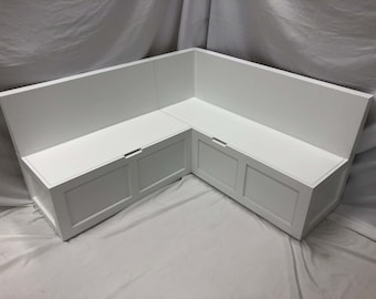 Shaker-style Corner Bench Set w/ Backrest / Dining Banquette Bench / Top-opening Storage Bench / Breakfast Nook Bench Set