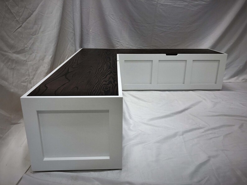 Corner Bench Set / Shaker Banquette Bench / Solid Wood Top-opening Storage Bench / Breakfast Nook / Stained & Painted Wood image 6