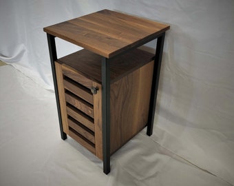 Brittain Industrial Side Table / Minimalist End Table / Solid Hardwood