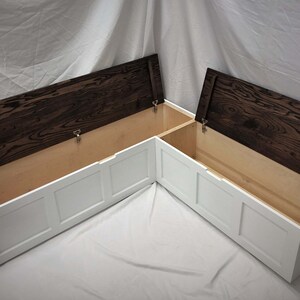 Corner Bench Set / Shaker Banquette Bench / Solid Wood Top-opening Storage Bench / Breakfast Nook / Stained & Painted Wood image 7