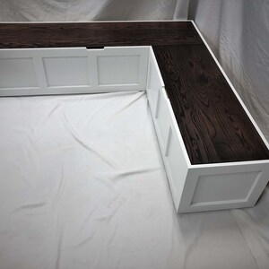 Corner Bench Set / Shaker Banquette Bench / Solid Wood Top-opening Storage Bench / Breakfast Nook / Stained & Painted Wood image 4