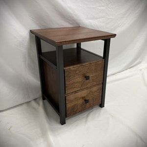 Rockford Side Table / Wood & Metal End Table / Industrial Nightstand