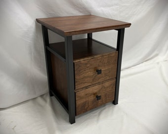 Rockford Side Table / Wood & Metal End Table / Industrial Nightstand