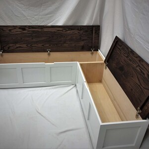 Corner Bench Set / Shaker Banquette Bench / Solid Wood Top-opening Storage Bench / Breakfast Nook / Stained & Painted Wood image 8